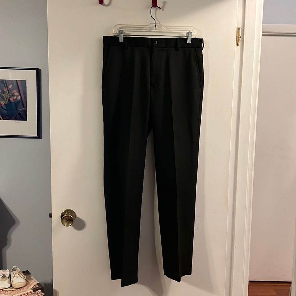 Van Heusen mens black flat front trousers